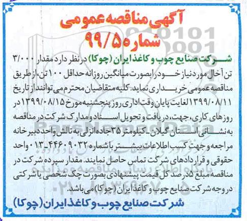 مناقصه، مناقصه خرید مقدار 3.000 تن آخال