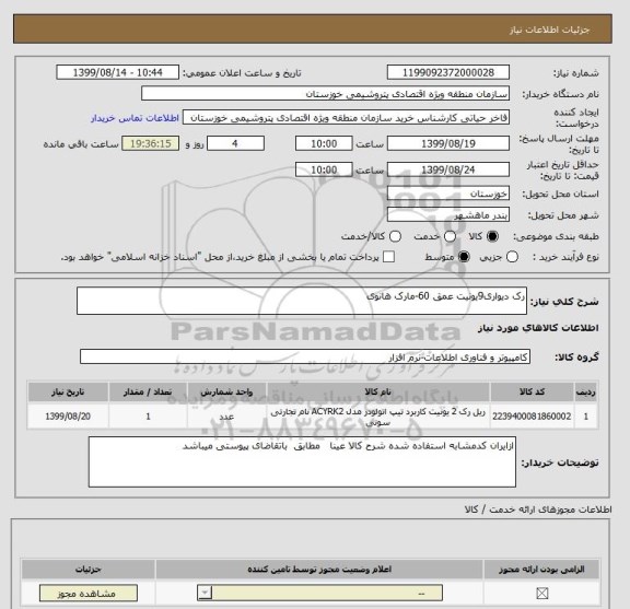 استعلام رک دیواری9یونیت عمق 60-مارک هانوی