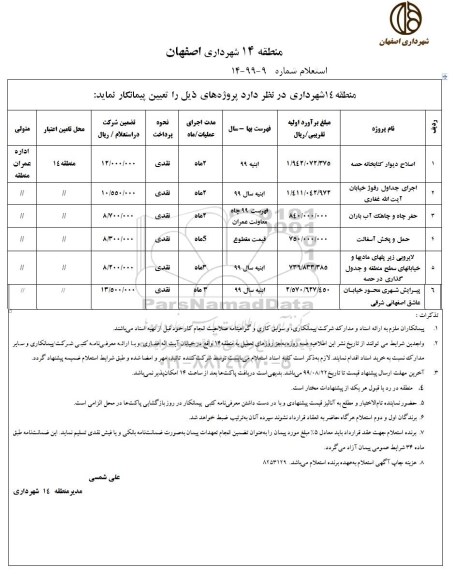 استعلام ، استعلام اصلاح دیوار کتابخانه ...