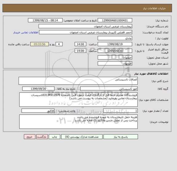 استعلام اتصالات تاسیساتی 