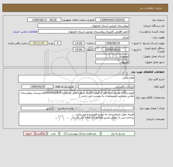 استعلام لوازم برقی 