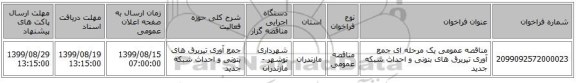 مناقصه عمومی یک مرحله ای جمع آوری تیربرق های بتونی و احداث شبکه جدید