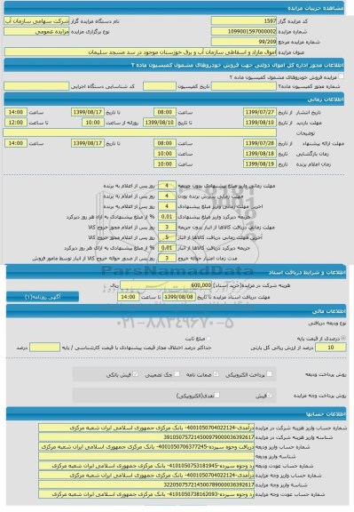 مزایده،مزایده فروش اموال مازاد و اسقاطی 