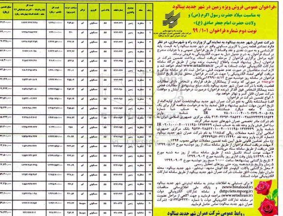 مزایده،مزایده فروش تعدادی قطعه زمین با کاربری مسکونی نوبت دوم