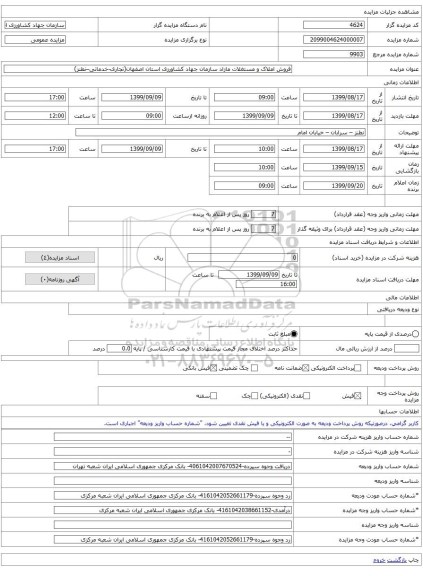 فروش املاک و مستغلات مازاد سازمان جهاد کشاورزی استان اصفهان(تجاری-خدماتی–نطنز)