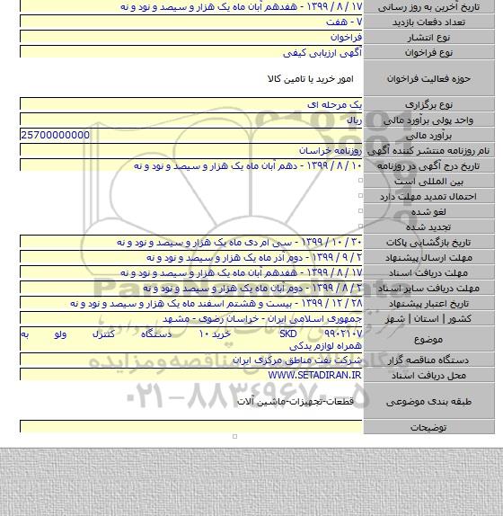 SKD ۹۹۰۲۱۰۷ خرید ۱۰ دستگاه کنترل ولو به همراه لوازم یدکی