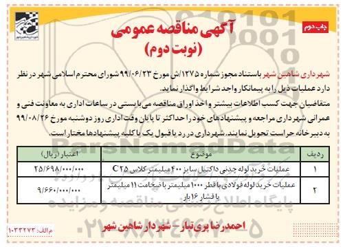 مناقصه ، مناقصه عملیات اجرایی کانال هدایت روان آبهای سطحی -  نوبت دوم چاپ دوم 