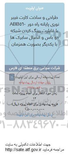 فراخوان، فراخوان طراحی و ساخت کارت فیبر نوری پایانه راه دور ABB560... 