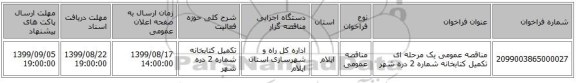 مناقصه عمومی یک مرحله ای تکمیل کتابخانه شماره 2 دره شهر