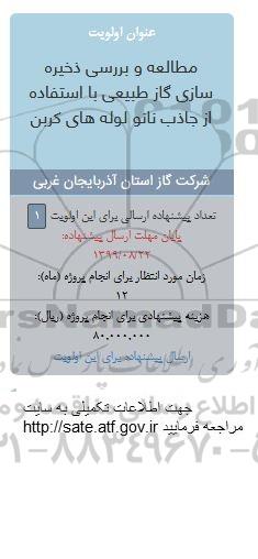 فراخوان, فراخوان طالعه و بررسی ذخیره سازی گاز طبیعی با استفاده از جاذب نانو لوله های کربن 