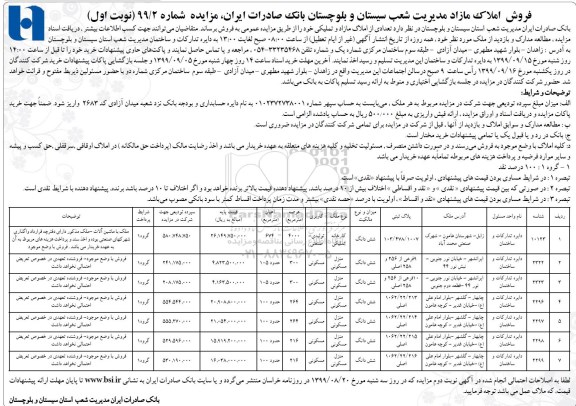مزایده مزایده فروش املاک مازاد کاربری مسکونی نوبت اول