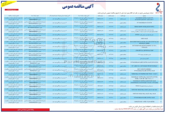 مناقصه،مناقصه FLOWSERVE CONTROL VALVE WITH ACTUATOR CLASS- نوبت دوم