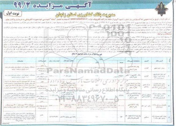مزایده،مزایده املاک مازاد کاربری گاوداری و مسکونی