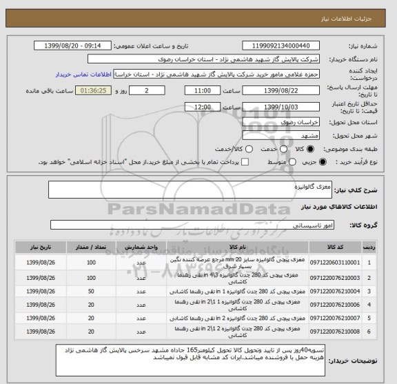 استعلام مغزی گالوانیزه