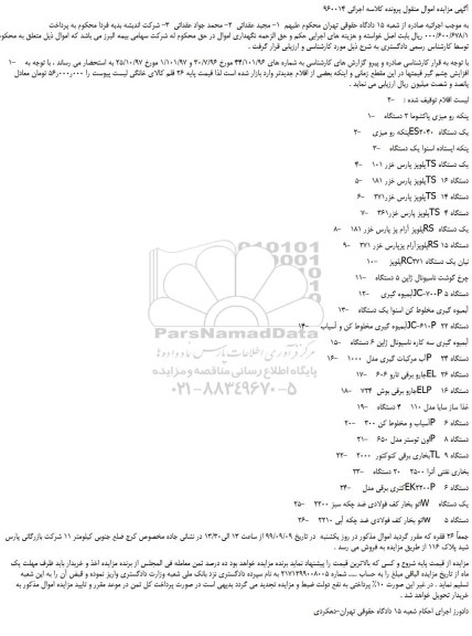 مزایده،مزایده فروش 1- پنکه رو میزی پاکشوما 2 دستگاه و...