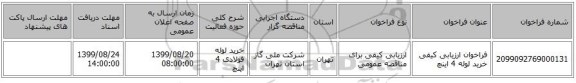 فراخوان ارزیابی کیفی خرید لوله 4 اینچ