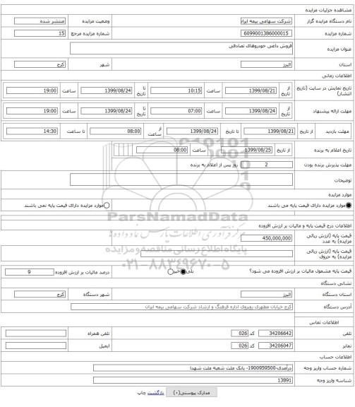 فروش داغی خودروهای تصادفی