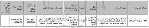 فراخوان ارزیابی کیفی جهت لیست کوتاه شرکت‌های پیمانکار در زمینه بازدید و سرویس ژنراتور