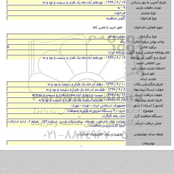 خرید۴۰۰ دستگاه سرور به همراه متعلقات
