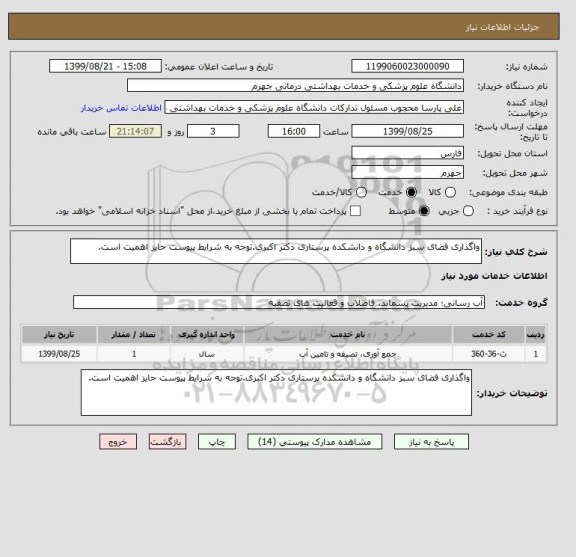 استعلام واگذاری فضای سبز دانشگاه و دانشکده پرستاری دکتر اکبری.توجه به شرایط پیوست حایز اهمیت است.