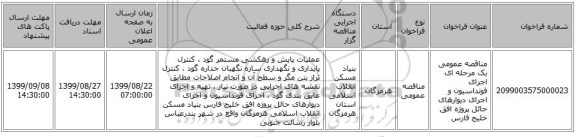 مناقصه عمومی یک مرحله ای اجرای فونداسیون و اجرای دیوارهای حائل  پروژه افق خلیج فارس