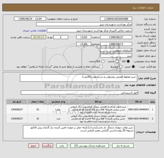 استعلام  شیر مخلوط اهرمی روشوئی و دستشوئی(35عدد)