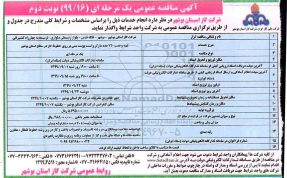 آگهی مناقصه عمومی , مناقصه تهیه و نصب 710 عدد مارکر و تست پوینت...