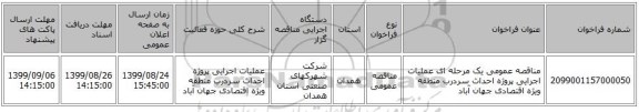 مناقصه عمومی یک مرحله ای عملیات اجرایی پروژه احداث سردرب منطقه ویژه اقتصادی جهان آباد