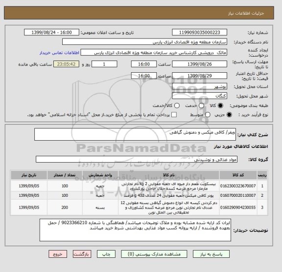استعلام ویفر/ کافی میکس و دمنوش گیاهی