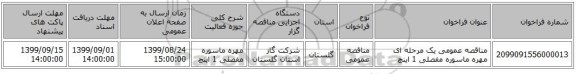 مناقصه عمومی یک مرحله ای مهره ماسوره مفصلی 1 اینچ