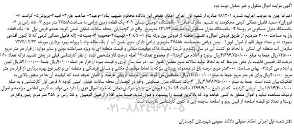 مزایده،مزایده فروش یکدستگاه اتومبیل نیسان و...