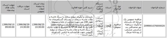 مناقصه عمومی یک مرحله ای بازسازی و آبگیری سردهنه نهر محمدقلی پند شاندرمن منشعب از رودخانه مرغک