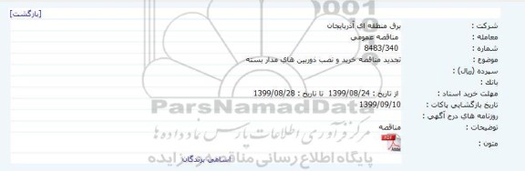 تجدید مناقصه, تجدید مناقصه خرید و نصب دوربین های مداربسته 