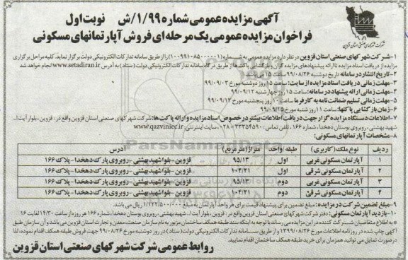 مزایده,مزایده فروش آپارتمانهای مسکونی نوبت اول