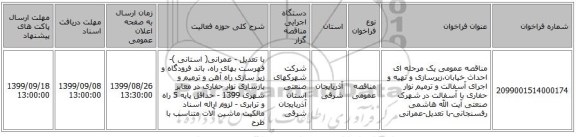 مناقصه عمومی یک مرحله ای احداث خیابان،زیرسازی و تهیه و اجرای آسفالت و ترمیم نوار حفاری با آسفالت در شهرک صنعتی آیت الله هاشمی رفسنجانی-با تعدیل-عمرانی