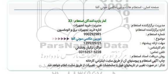 استعلام, استعلام دوربین عكاسی  