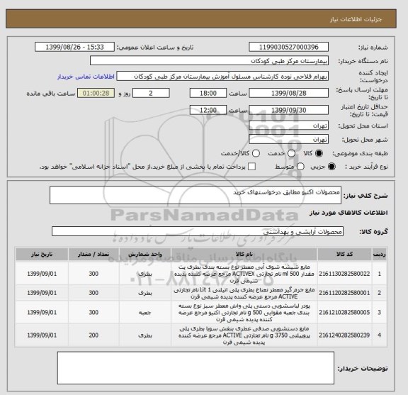 استعلام محصولات اکتیو مطابق درخواستهای خرید