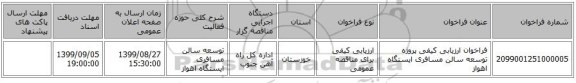فراخوان ارزیابی کیفی پروژه توسعه سالن مسافری ایستگاه اهواز