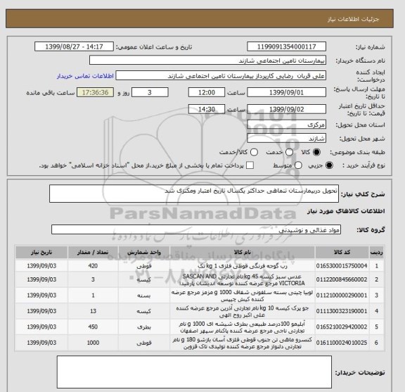 استعلام تحویل دربیمارستان تنماهی حداکثر یکسال تاریخ اعتبار ومکنزی شد 