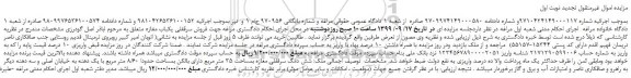 مزایده،مزایده فروش شش دانگ سرقفلی مغازه بمساحت 35 متر مربع 