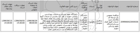 مناقصه عمومی یک مرحله ای واگذاری خرید خدمات گروه کمک پرستاردانشگاه علوم پزشکی جهرم