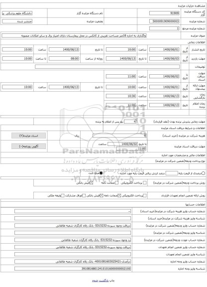 واگذاری به اجاره 18متر مساحت تقریبی از کانکس در محل بیمارستان دارای امتیاز برق و سایر امکانات منصوبه