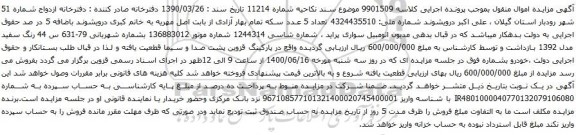 آگهی مزایده اتومبیل سواری پراید