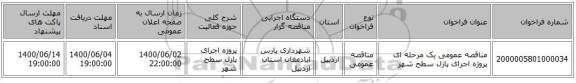 مناقصه عمومی یک مرحله ای پروژه اجرای پازل سطح شهر
