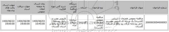 مناقصه عمومی همزمان با ارزیابی (فشرده) یک مرحله ای لایروبی مصب و داخل رودخانه گرگان رود واقع در استان گلستان