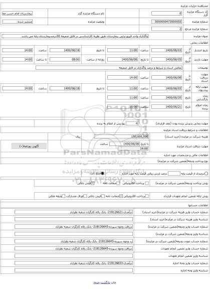 واگذاری واحد فیزیو تراپی بیمارستان طبق نظریه کارشناسی در فایل ضمیمه 30درصدبیمارستان پایه می باشد