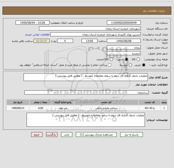 استعلام عملیات جدول گذاری فاز سوم تا سقف معاملات متوسط . ( مطابق فایل پیوستی )
