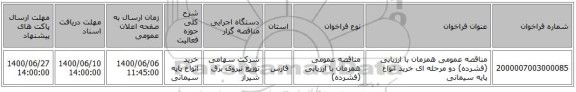 مناقصه عمومی همزمان با ارزیابی (فشرده) دو مرحله ای خرید انواع پایه سیمانی