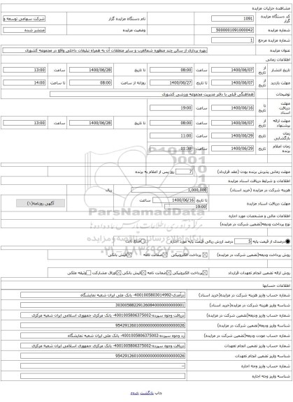 بهره برداری از سالن چند منظوره شمالغرب و سایر متعلقات آن به همراه تبلیغات داخلی واقع در مجموعه کشوری