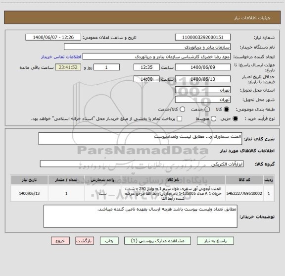 استعلام المنت سماوری و... مطابق لیست وتعدادپیوست